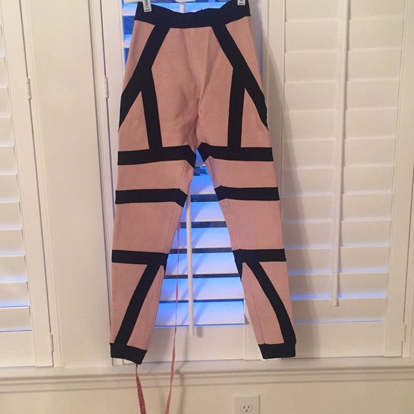 House of CB Pants - HOUSE OF CB PEACH AND BLACK PANTS